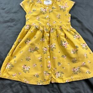 Old Navy Yellow Floral Girls Cotton Blend Cottagecore Dress